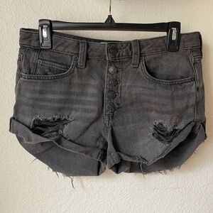 Free People We the Free Black Denim Romeo Shorts Distressed